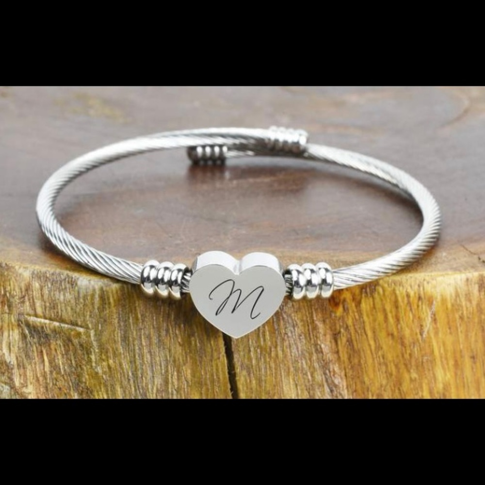 Heart Cable Initial M Bracelet by Pink Box…Brand New